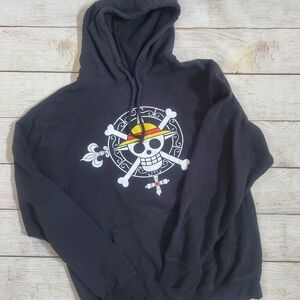 One Piece Black Hoodie with Skull Graphic